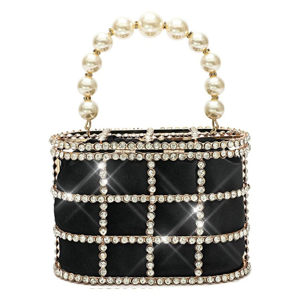 NEW Sparkling Bling Swarovski Crystal Pearl Clutch Purse Bag: Beige + FR… - Picture 12 of 17